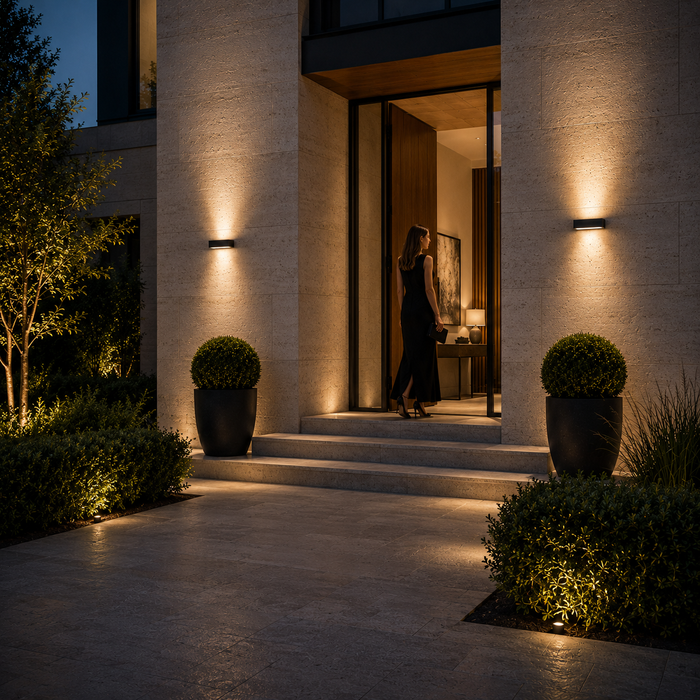ASTER 25 Outdoor LED Wall Lamp —  Up & Down Black Architectural Wall Light (Rendl Light)