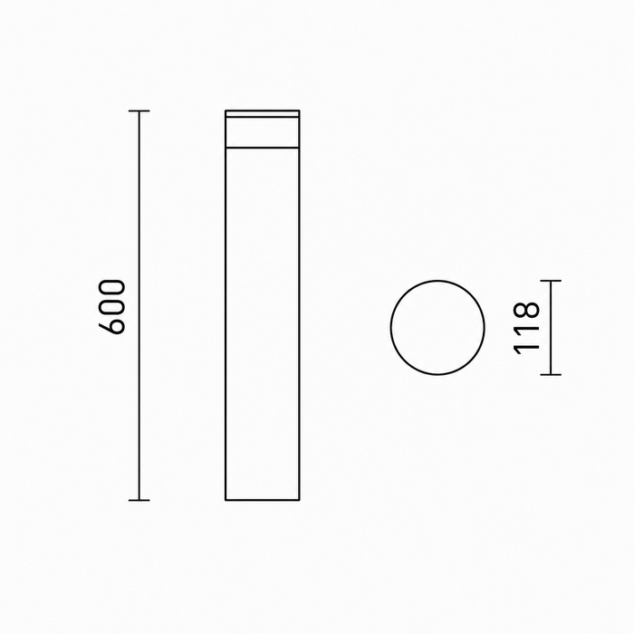 BRENDA 60 Outdoor LED Bollard Light — Modern Black Garden & Pathway Lamp (Rendl Light)