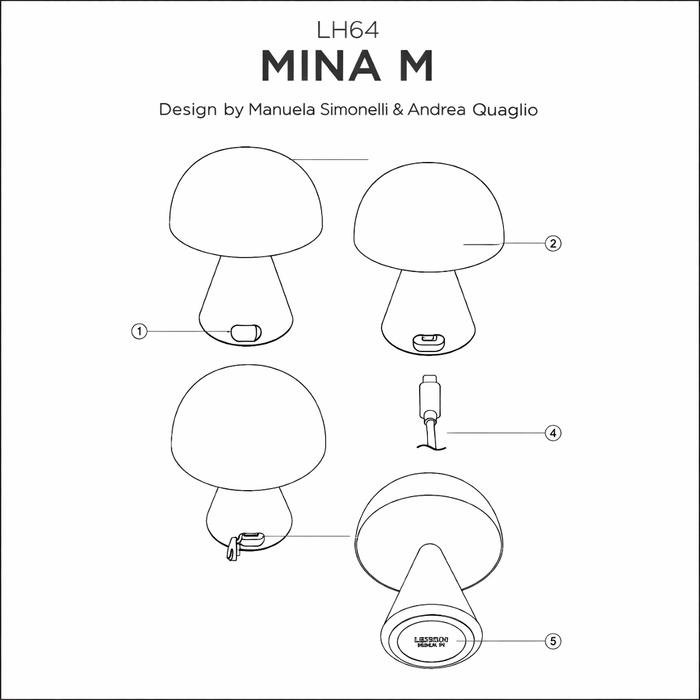 MINA M Asztali Lámpa – Hordozható Belső Lámpa (Manuela Simonelli & Andrea Quaglio, Lexon)