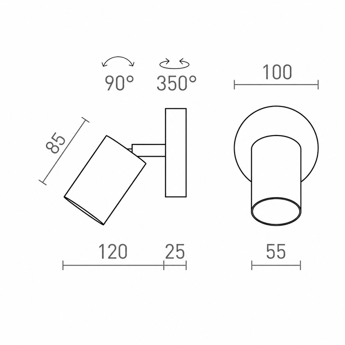 DUDE R Surface-Mounted Spotlight — Black GU10 Adjustable Ceiling Light (Rendl Light)