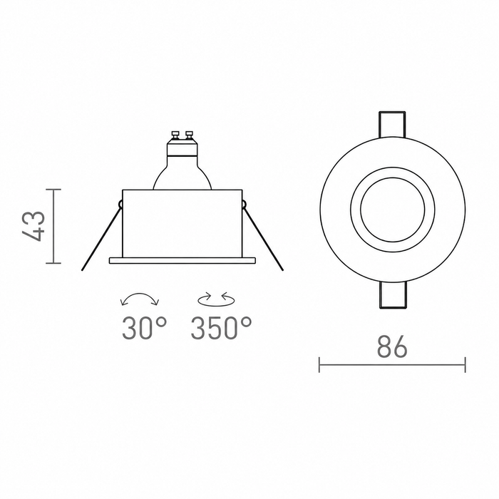 GALO R IP65 Recessed Spotlight — Black GU10 Bathroom Ceiling Light (Rendl Light)