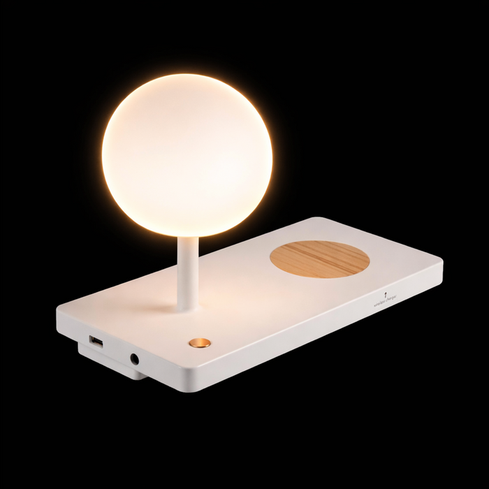NIKO PC Right White Wall Lamp – Indoor LED Wall Lamp with Wireless Charger (Nahtrang, Faro Barcelona)