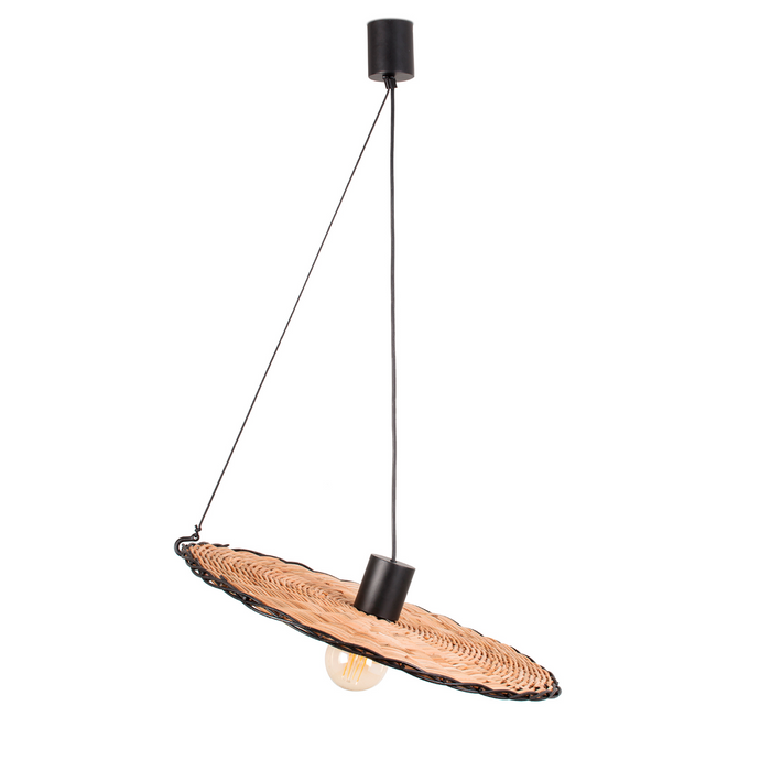 COSTAS 600 Pendant Lamp – Indoor Black/Rattan (Alex & Manel Lluscà, Faro Barcelona)