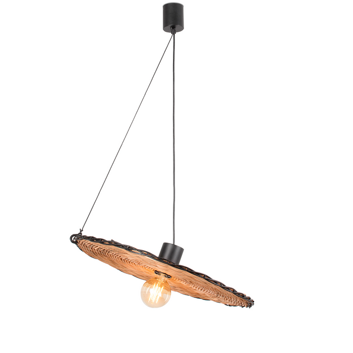 COSTAS 600 Pendant Lamp – Indoor Black/Rattan (Alex & Manel Lluscà, Faro Barcelona)