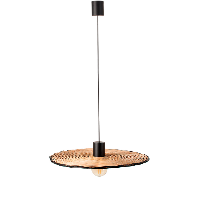 COSTAS 600 Pendant Lamp – Indoor Black/Rattan (Alex & Manel Lluscà, Faro Barcelona)