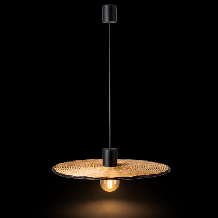 COSTAS 600 Pendant Lamp – Indoor Black/Rattan (Alex & Manel Lluscà, Faro Barcelona)