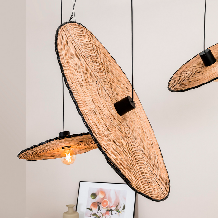 COSTAS 1000 Pendant Lamp – Indoor  Black/Rattan (Alex & Manel Lluscà, Faro Barcelona)