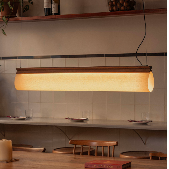 CATA Walnut Linear Pendant Light  (Marina Milá, Faro Barcelona)