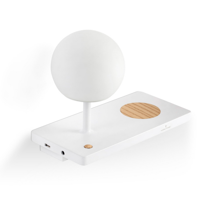 NIKO PC Right White Wall Lamp – Indoor LED Wall Lamp with Wireless Charger (Nahtrang, Faro Barcelona)