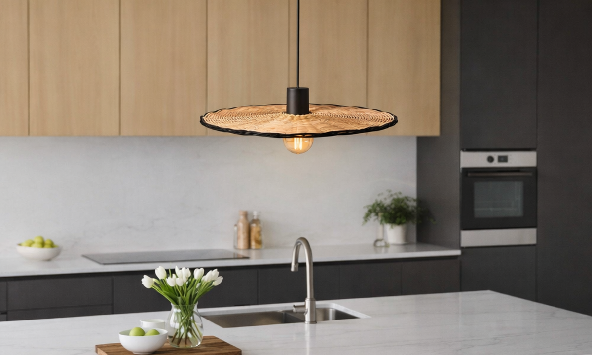 COSTAS 600 Pendant Lamp – Indoor Black/Rattan (Alex & Manel Lluscà, Faro Barcelona)
