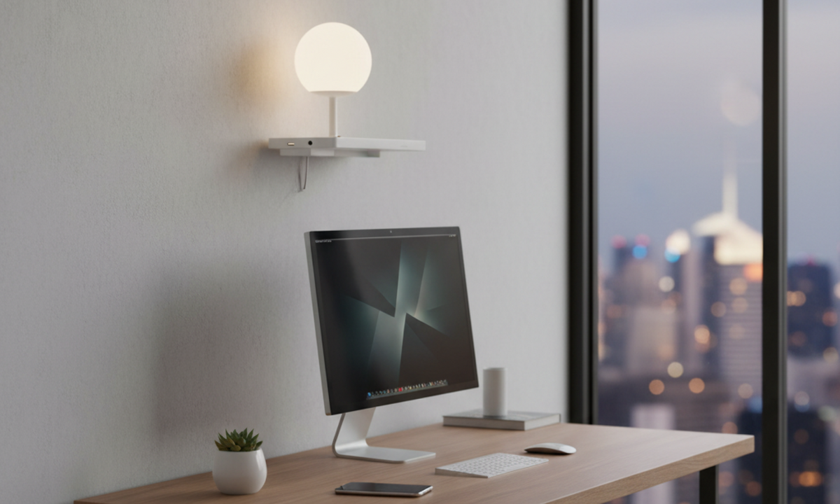 NIKO PC Right White Wall Lamp – Indoor LED Wall Lamp with Wireless Charger (Nahtrang, Faro Barcelona)
