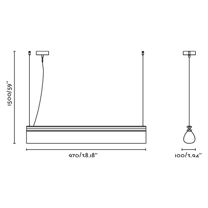 CATA Walnut Linear Pendant Light  (Marina Milá, Faro Barcelona)