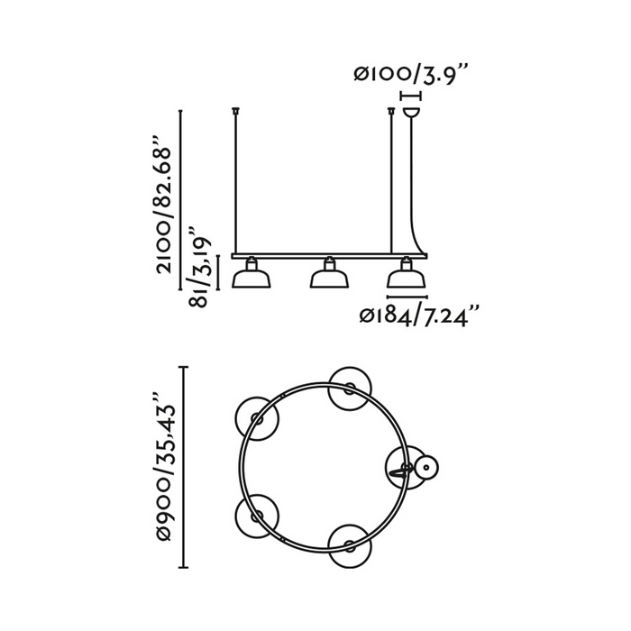 TATAWIN S 5L  Modern Circular Pendant Lamp (Adolfo Abejón, Faro Barcelona)