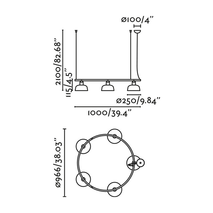 TATAWIN M Kör Függőlámpa (Adolfo Abejón, Faro Barcelona)